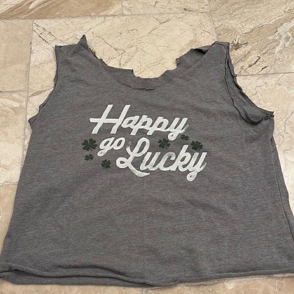 Happy go lucky cutoff vintage tee shirt sz M